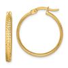 Image 1 : 14k Yellow Gold Diamond-Cut Hammered Hoop Earrings - 25 mm