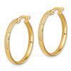 Image 2 : 14k Yellow Gold Diamond-Cut Hammered Hoop Earrings - 25 mm