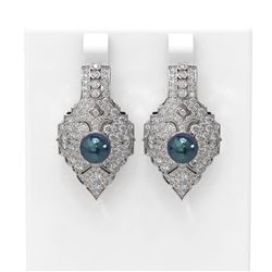 4.14 ctw Diamond & Pearl Earrings 18K White Gold