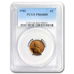 1942 Lincoln Cent PR-66 PCGS (Red)