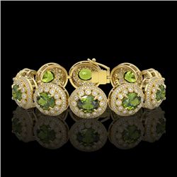 44.22 ctw Tourmaline & Diamond Victorian Bracelet 14K Yellow Gold