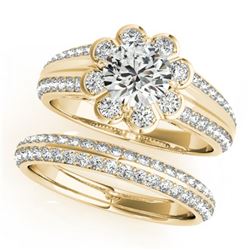 1.21 ctw Certified VS/SI Diamond 2pc Wedding Set Halo 14k Yellow Gold