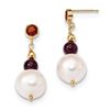 Image 2 : 14k Garnet & 9-10 mm White Near Round C Pearl Leverback Earrings