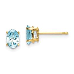 14k 6 mm Oval Aquamarine Post Earrings