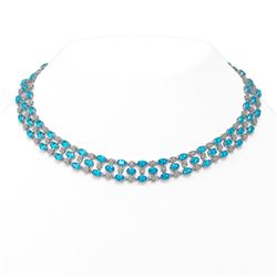 38.99 ctw Swiss Topaz & Diamond Necklace 10K White Gold