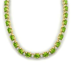 61.85 ctw Peridot & VS/SI Certified Diamond Necklace GOLD 10k Yellow Gold