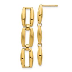 14k Yellow Gold Brushed & Polished Post Dangle Earrings