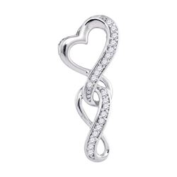 10kt White Gold Round Diamond Heart Infinity Pendant 1/20 Cttw