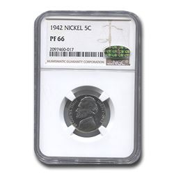 1942 Jefferson Nickel PF-66 NGC CAC