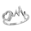 Image 1 : Sterling Silver Round Diamond Heart Heartbeat Ring 1/20 Cttw