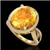 Image 2 : 10 ctw Citrine & Micro Pave VS/SI Diamond Ring 18k Yellow Gold