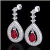 Image 1 : 2.25 ctw Ruby & Micro Pave VS/SI Diamond Earrings 14k White Gold