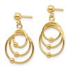 Image 2 : 14k Yellow Gold Circles Post Dangle Earrings