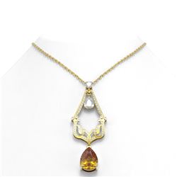 12.4 ctw Canary Citrine & Diamond Necklace 18K Yellow Gold