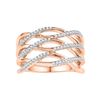 Image 1 : 10kt Rose Gold Round Diamond Crossover Strand Band Ring 1/4 Cttw