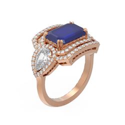 8.23 ctw Sapphire & Diamond Ring 18K Rose Gold