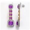 Image 2 : 18.96 ctw Amethyst & Diamond Earrings 14K Yellow Gold