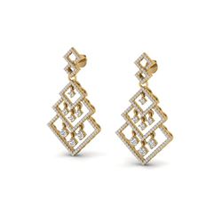 3 ctw Micro Pave VS/SI Diamond Earrings Dangling 14k Yellow Gold
