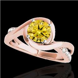 1.15 ctw Certified SI/I Fancy Intense Yellow Diamond Ring 10k Rose Gold