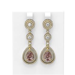 9.12 ctw Morganite & Diamond Earrings 18K Yellow Gold