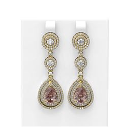 9.12 ctw Morganite & Diamond Earrings 18K Yellow Gold