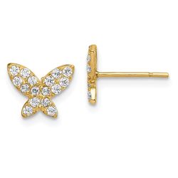 14k Butterfly Cubic Zirconia Post Earrings - 42 mm