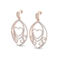 3.20 ctw Micro Pave VS/SI Diamond Heart Earrings 14k Rose Gold