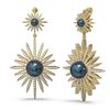 Image 2 : 4.31 ctw Diamond & Pearl Earrings 18K Yellow Gold