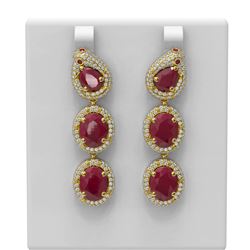 21.3 ctw Ruby & Diamond Earrings 18K Yellow Gold