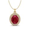 Image 1 : 4.50 ctw Ruby & Micro Pave VS/SI Diamond Necklace 18k Yellow Gold