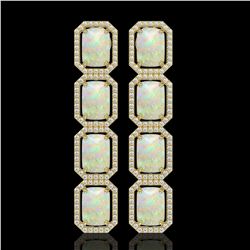12.99 ctw Opal & Diamond Micro Pave Halo Earrings 10k Yellow Gold