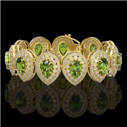 57.24 ctw Tourmaline & Diamond Victorian Bracelet 14K Yellow Gold