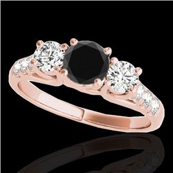 3.25 ctw Certified VS Black Diamond 3 Stone Ring 10k Rose Gold