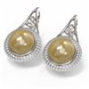 Image 3 : 2 ctw Diamond & Pearl Earrings 18K White Gold