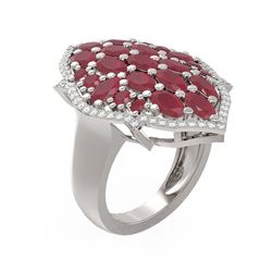 7.19 ctw Ruby & Diamond Ring 18K White Gold