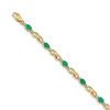Image 1 : 14k Yellow Gold Diamond Emerald Oval Link Bracelet - 7 in.