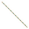 Image 2 : 14k Yellow Gold Diamond Emerald Oval Link Bracelet - 7 in.