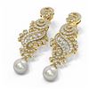 Image 3 : 6.52 ctw Diamond & Pearl Earrings 18K Yellow Gold