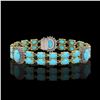 Image 1 : 14.58 ctw Turquoise & Diamond Bracelet 14K Yellow Gold