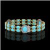 Image 2 : 14.58 ctw Turquoise & Diamond Bracelet 14K Yellow Gold