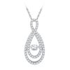Image 1 : 10kt White Gold Round Diamond Moving Twinkle Solitaire Teardrop Pendant 3/4 Cttw
