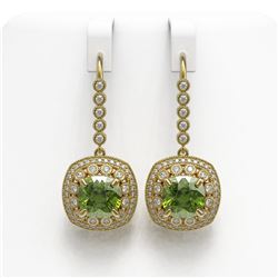 14.1 ctw Tourmaline & Diamond Victorian Earrings 14K Yellow Gold