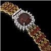 Image 2 : 25.08 ctw Garnet & Diamond Bracelet 14K Yellow Gold