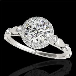 1.25 ctw Certified Diamond Solitaire Halo Ring 10k White Gold