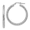 Image 1 : 10k White Gold Diamond-cut Round Hoop Earrings - 25 mm