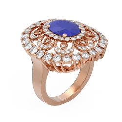 6.41 ctw Sapphire & Diamond Ring 18K Rose Gold