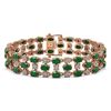 Image 1 : 17.74 ctw Emerald & Diamond Row Bracelet 10K Rose Gold