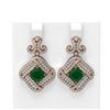 Image 1 : 7.51 ctw Emerald & Diamond Earrings 18K Rose Gold