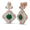 Image 2 : 7.51 ctw Emerald & Diamond Earrings 18K Rose Gold