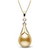 Image 1 : Golden South Sea Drop-Shape Pearl and Diamond Lily Pendant